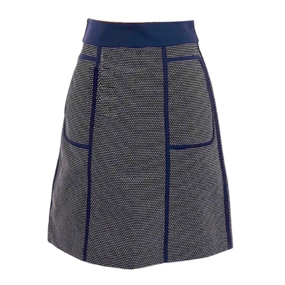 LAFAYETTE 148 New York Retro Tweed Micro Dots A-Line Skirt Navy Blue Size 6 - Picture 9 of 10